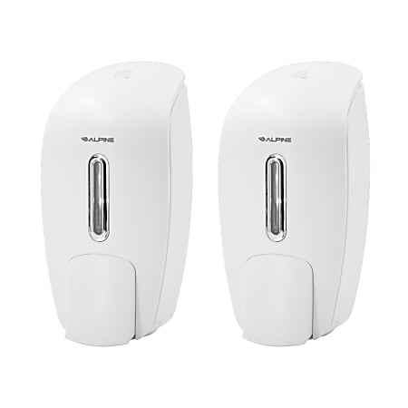 Alpine Wall-Mounted Hand Soap Dispensers, 9-5/8"H x 4-5/8"W x 4-1/8"D, White, Pack Of 2 Dispensers