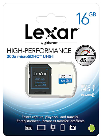 Lexar® High Performance MicroSD High Capacity Card With 10Mbps Write Speed, 16GB