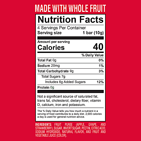 Slice Fruit On The Go Strawberry Fruit Bars 1.4 Oz Pack Of