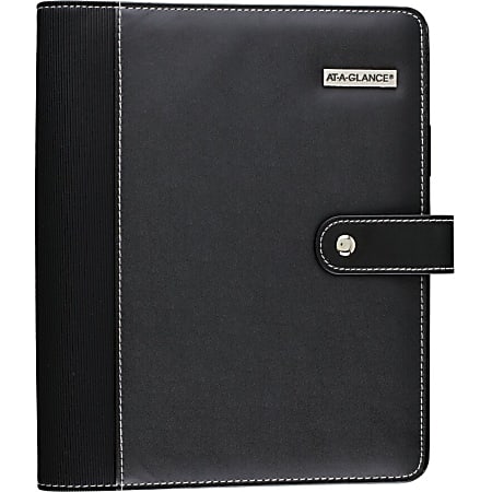 AT-A-GLANCE® Weekly/Monthly Faux Leather Fashion Starter Set Planner, Tread Spine, 5 1/2" x 8 1/2", Black