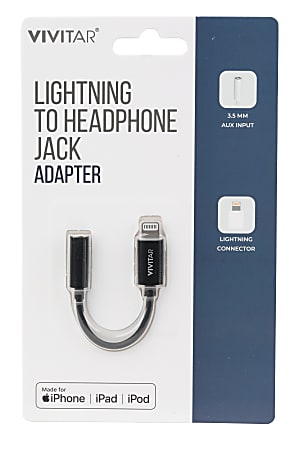 Vivitar Lightning To Headphone Jack Adapter, Black, NIL2002-BLK-STK-24