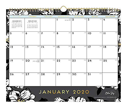 Blue Sky Monthly Wall Calendar 15 x 12 Baccara Dark January To December