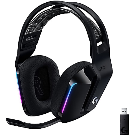 Logitech G733 Lightspeed Wireless RGB Gaming Headset - Stereo - Wireless - 65.6 ft - 5 Kilo Ohm - 20 Hz - 20 kHz - Over-the-head - Binaural - Circumaural - Cardioid, Uni-directional Microphone - Black