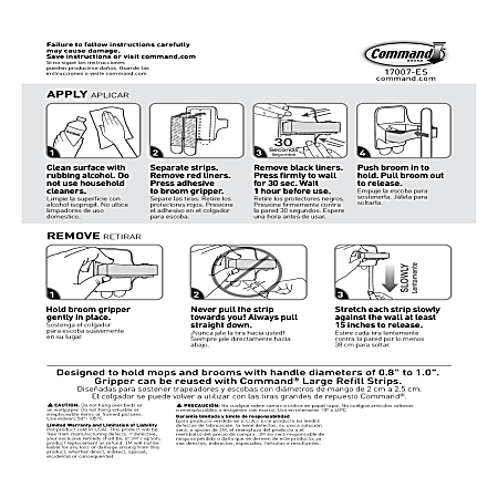 Command Broom and Mop Grippers Wall Hook 6 Command Hangers 8 Pairs 16 Command Strips For Dorm Room Mops and Brooms White Office Depot