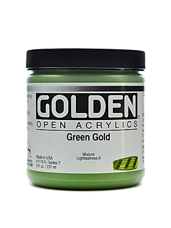 Golden OPEN Acrylic Paint, 8 Oz Jar, Green Gold