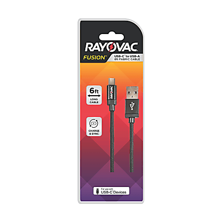 Rayovac USB-C To USB-A Cable, 6', Black, RV2416