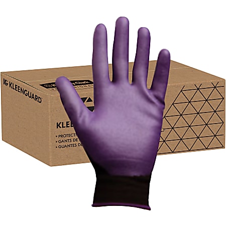 KleenGuard G40 Foam Nitrile Coated Gloves - 8 Size Number - Nylon - Purple - Abrasion Resistant, Seamless - 12 / Pack