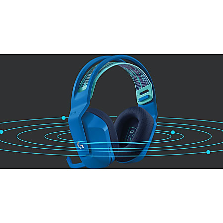 Logitech G733 Lightspeed Wireless RGB Gaming Headset Stereo Wireless 65.6 ft 5 Kilo Ohm 20 Hz 20 kHz Over the head Binaural Circumaural Cardioid Uni directional Microphone Blue Office Depot