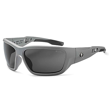 Ergodyne Skullerz® Safety Glasses, Baldr, Anti-Fog, Matte Gray Frame, Smoke Lens
