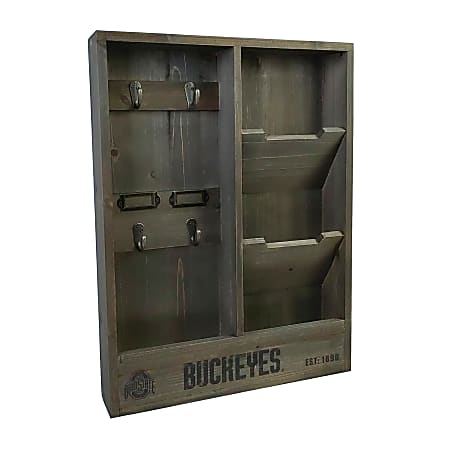 Imperial NCAA Wall Mounted Wood Organizer, 19”H x 14-1/4”W x 2-3/4”D, Ohio State University
