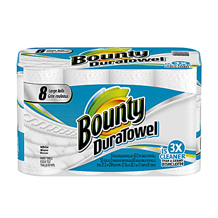 Bounty® DuraTowel® 2-Ply Paper Towels, 53 Sheets Per Roll, Pack Of 8 Rolls