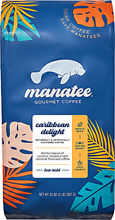 Manatee Gourmet Coffee Whole Bean Coffee, Caribbean Delight
