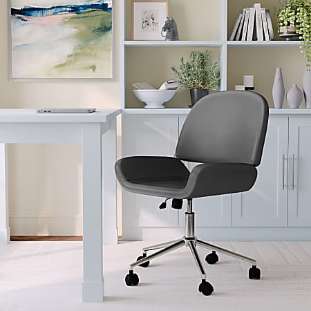 Martha Stewart Tyla Faux Leather Upholstered Mid Back Executive