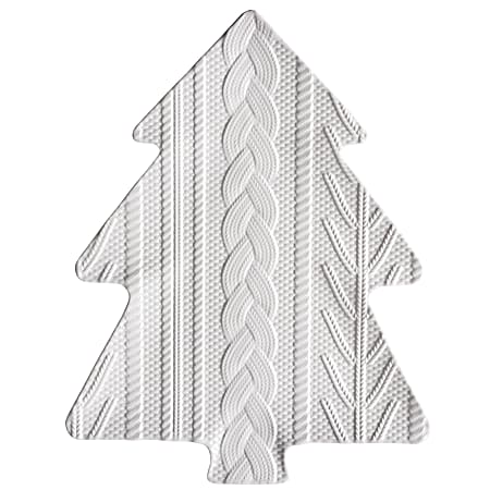 Amscan 431230 Christmas Sweater Tree-Textured Melamine Platters, White, Set Of 2 Platters