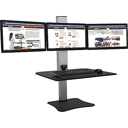 Victor DC475 High Rise Electric Triple Monitor Standing Desk - 23" to 34" Screen Support - 37.50 lb Load Capacity - DC475
