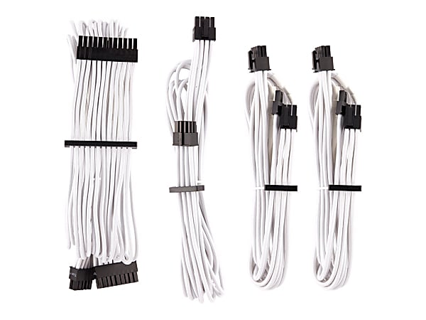 Corsair Premium Individually Sleeved PSU Cables Starter Kit Type 4 Gen 4 - White - For Power Supply - White - 4/Pack