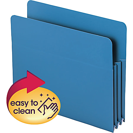 Smead® Poly Expanding File Pockets, Letter Size, 3 1/2" Expansion, Blue, Pack Of 4