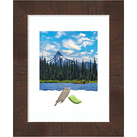 Amanti Art Rectangular Narrow Picture Frame, 14” x 17" With Mat, Wildwood Brown