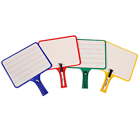 Blank/Lined 2-Sided Rectangular Dry Erase Paddles with Markers, Class Set  of 10 - KLS5125