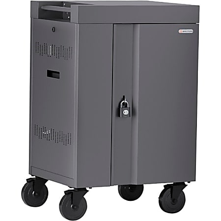 Bretford CUBE Cart Mini Charging Cart AC for 20 Devices, Charcoal Paint - 2 Shelf - Push Handle Handle - Steel - 24" Width x 21" Depth x 37.5" Height - Charcoal - For 20 Devices