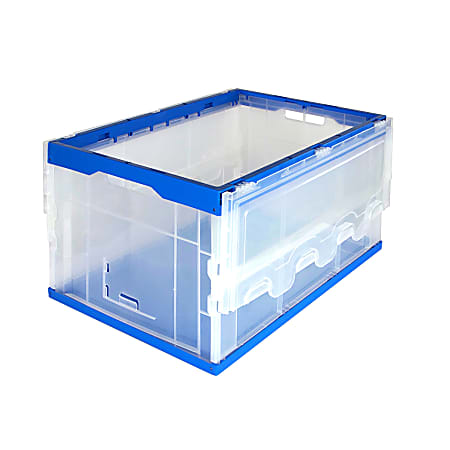 Mount It Collapsible Plastic Storage Crate With Lid 65 Liters