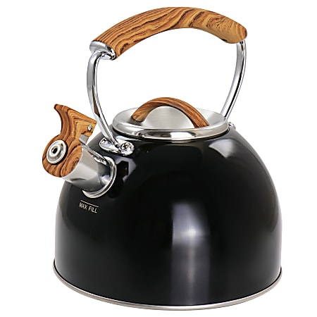 Mr. Coffee 2 Quart Stainless Steel Whistling Tea Kettle Black