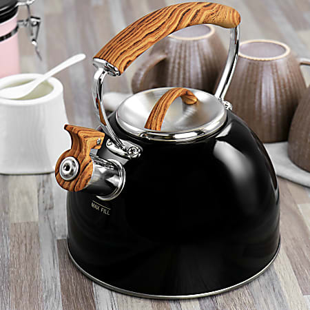 Mr. Coffee 2 Quart Stainless Steel Whistling Tea Kettle Black