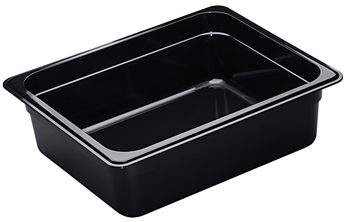 Cambro Camwear GN 1/2 Size 4" Food Pans, 4"H x 10-1/2"W x 12-3/4"D, Black, Set Of 6 Pans