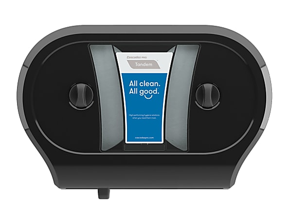Tandem® Double JRT Bathroom Tissue Dispenser, 22 3/8"H x 15 5/16"W x 6 1/2"D, Black