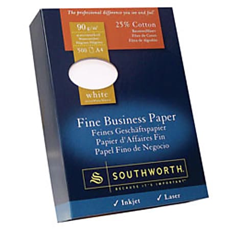Southworth® 25% Cotton Business Paper, 8 1/4" x 11 3/4", 24 Lb, White, Box Of 500