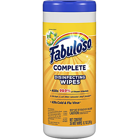 Fabuloso Disinfecting Wipes - Lemon Scent Width - 35 / Carton - Multi