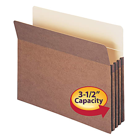 Smead® Redrope File Pockets, Letter Size, 3 1/2" Expansion, 30% Recycled, Redrope, Box Of 25