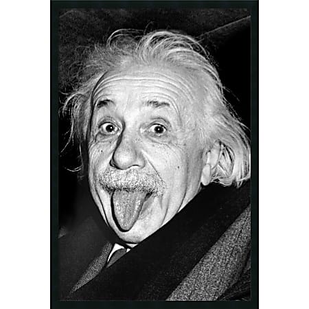 Amanti Art Albert Einstein - Funny Face Framed Art Print, 37"H x 25"W, Black