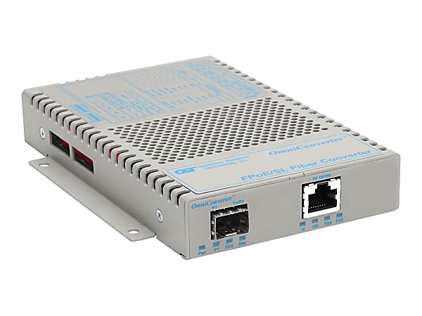 Omnitron OmniConverter FPoE/SL - Fiber media converter - 100Mb LAN - 10Base-T, 100Base-FX, 100Base-TX - RJ-45 / SFP (mini-GBIC)