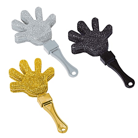 Amscan New Year's Glitter Hand Clappers, 7", Multicolor, 12 Clappers Per Pack, Case Of 2 Packs