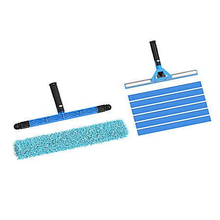 Gritt Commercial Swivel Window Cleaning Kit, 14” x 5”, Black/Blue