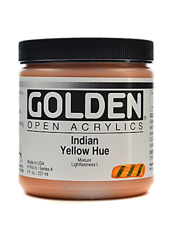 Golden OPEN Acrylic Paint, 8 Oz Jar, Indian Yellow Hue