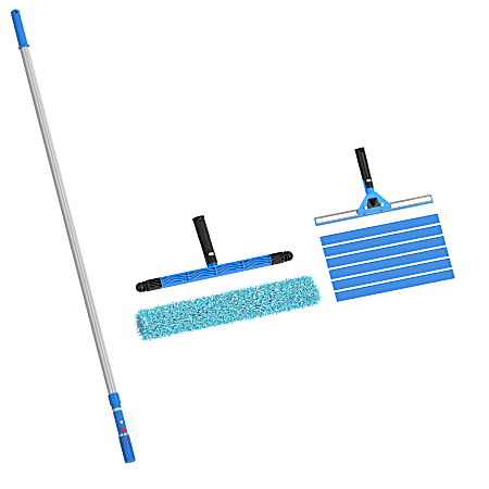 Gritt Commercial Swivel Window Cleaning Kit, 96” x 14”, Black/Blue