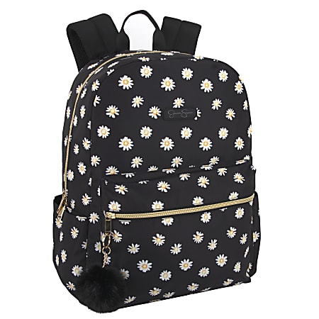 Jessica Simpson Daisy Pom Pom Travel Backpack With 15 Laptop Pocket Black -  ODP Business Solutions