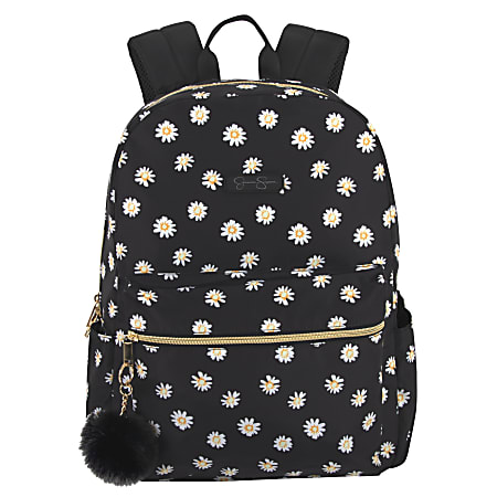 Jessica Simpson Daisy Pom Pom Travel Backpack With 15 Laptop Pocket Black ODP Business Solutions