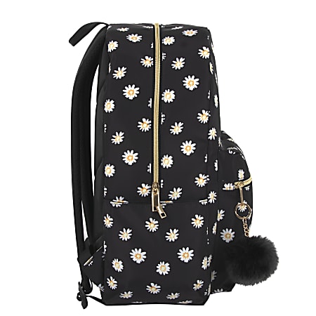 Jessica Simpson Daisy Pom Pom Travel Backpack With 15 Laptop Pocket Black ODP Business Solutions