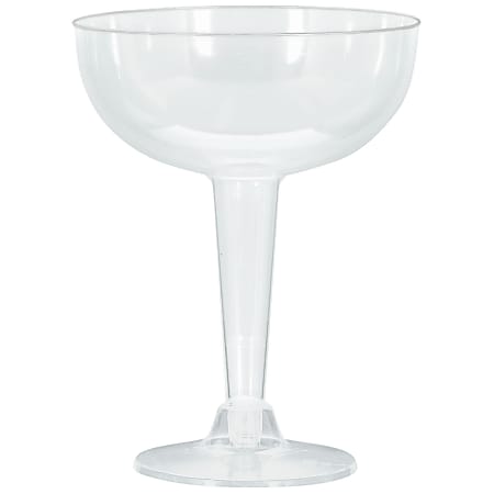 Amscan New Year's Large Plastic Champagne Glasses, 8 oz, Clear, 20 Glasses Per Pack, Case Of 2 Packs