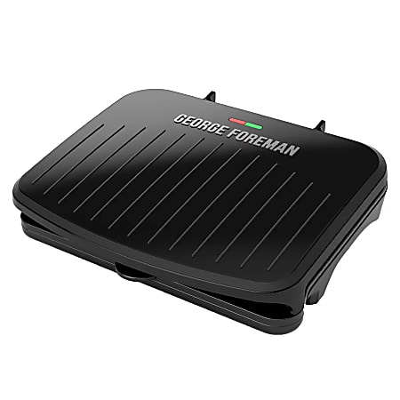 George Foreman Family Size 5-Serving Nonstick Compact Electric Indoor Grill, 3-3/16”H x 10-15/16”W x 13”D, Black