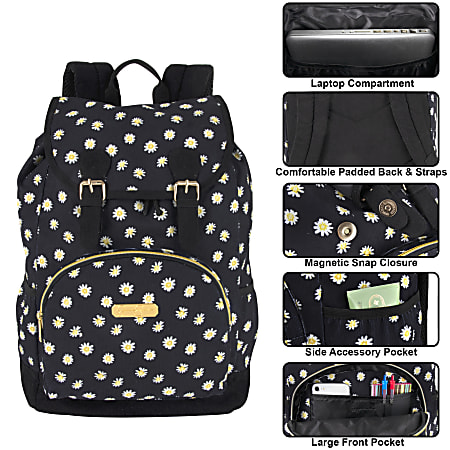 Jessica Simpson Daisy Drawstring Travel Backpack With 15 Laptop