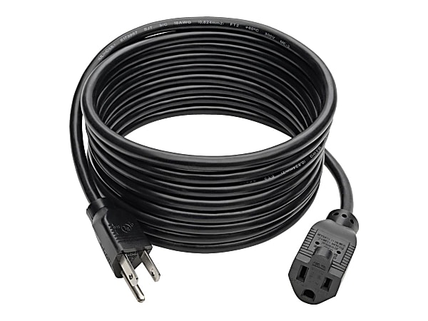 Eaton Tripp Lite Series Power Extension Cord, NEMA 5-15P to NEMA 5-15R - 10A, 120V, 18 AWG, 12 ft. (3.66 m), Black - Power extension cable - NEMA 5-15 (P) to NEMA 5-15 (R) - AC 120 V - 10 A - 12 ft - molded - black