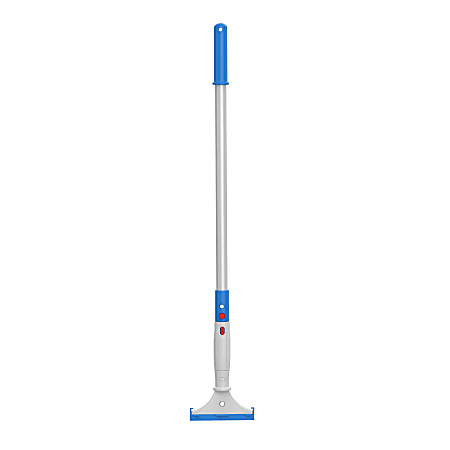 Gritt Commercial Glass Scraper With Pole, 24” x 4”, Gray/Blue