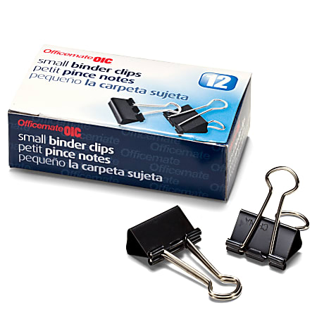 OIC® Binder Clips, Small, 3/4", Black, Box Of 12