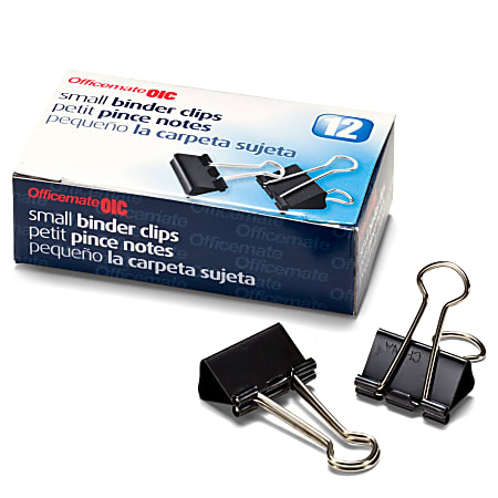 OIC Binder Clips Small 34 Black Box Of 12 - Office Depot