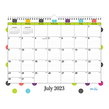 2023 2024 Blue Sky Teacher Dots Monthly Academic Wall Calendar 15 x 12