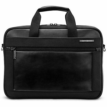 Samsonite Executive Leather Brief Laptop Bag With 15.6 Laptop Pocket 12 716  H x 16 516 W x 4 516 D Black - ODP Business Solutions
